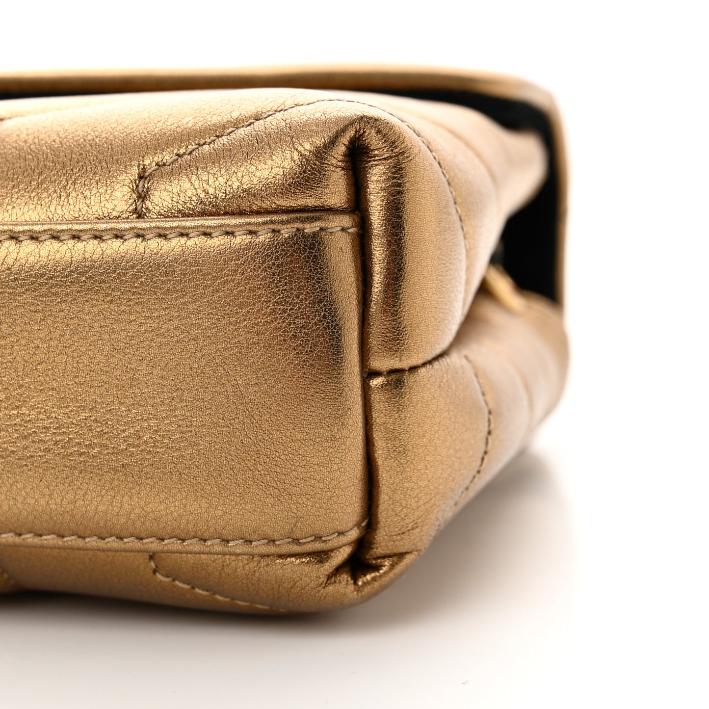Metallic Calfskin Y Quilted Monogram Toy Loulou Crossbody Bag Gold