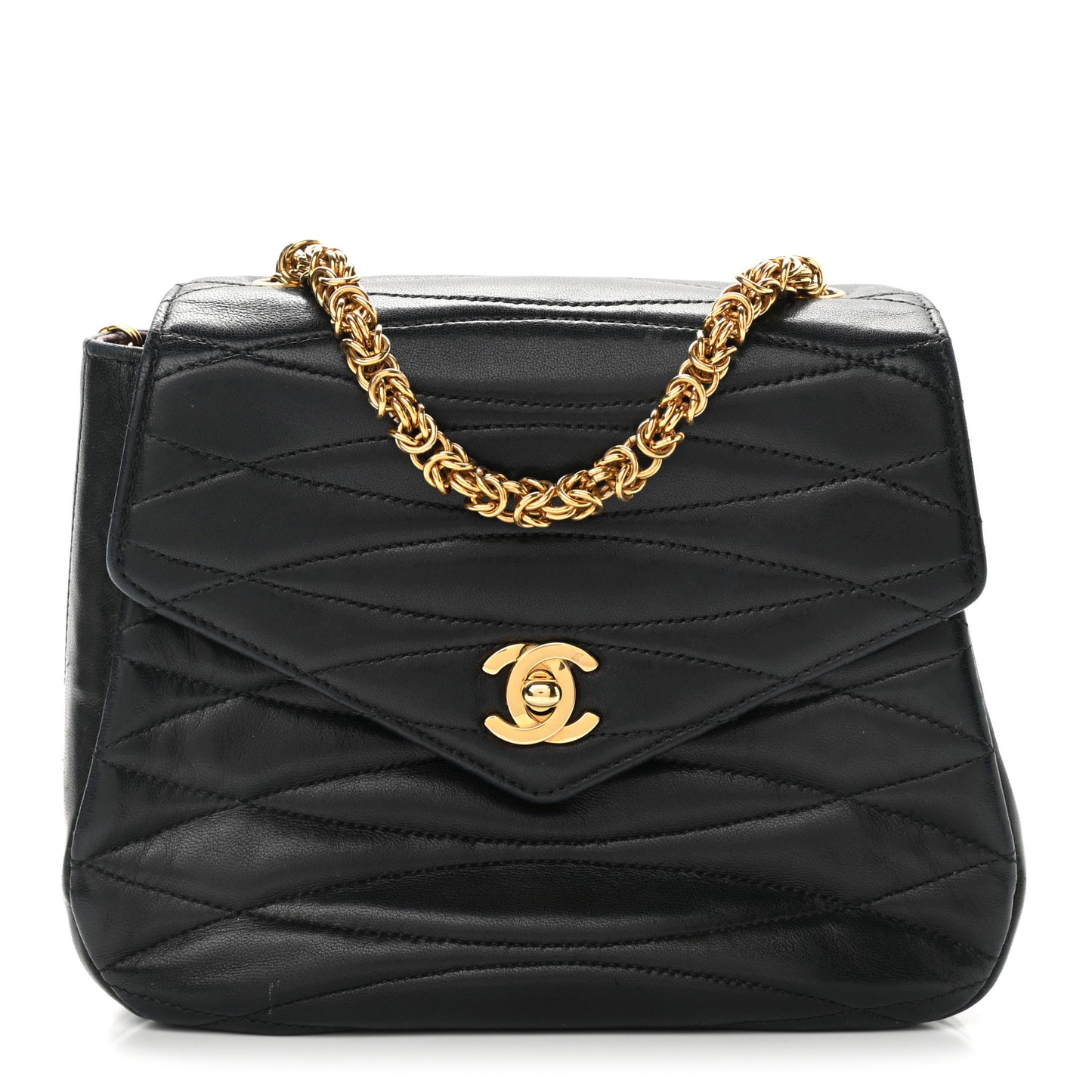 Lambskin Quilted Small Single Flap Black