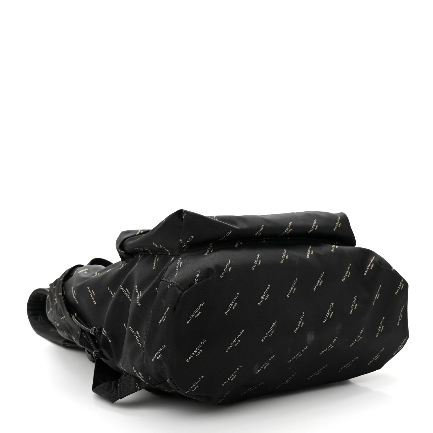 Balenciaga Twill Nylon Allover Logo Print Explorer Backpack Black Gold 4 of 11