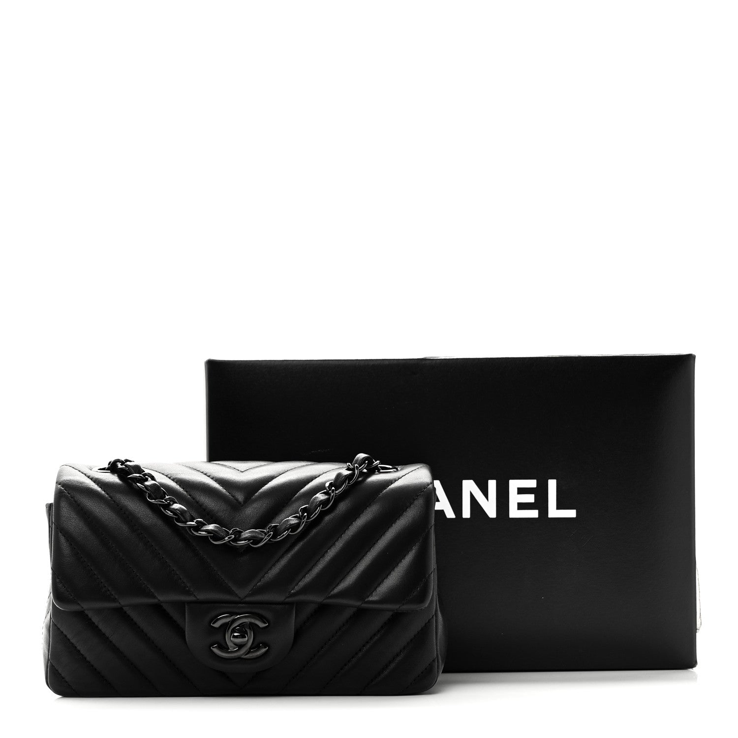 Chanel Lambskin Chevron Quilted Mini Rectangular Flap So Black 11 of 11
