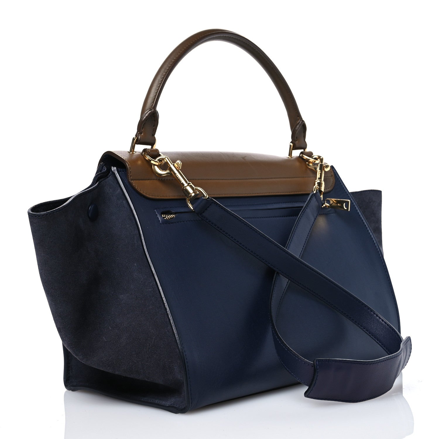 Celine Smooth Calfskin Suede Medium Tri-Color Trapeze Midnight 3 of 11