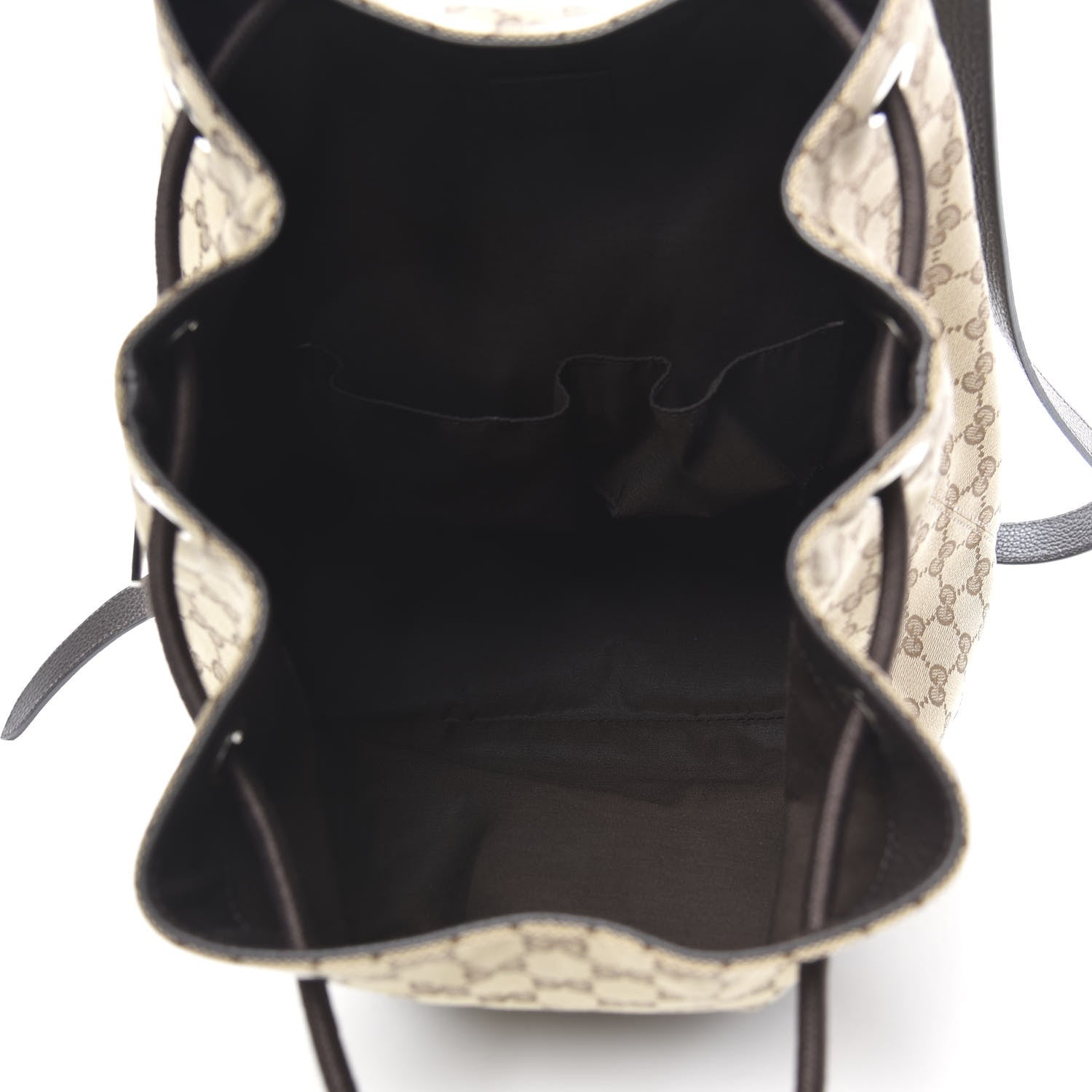 Gucci Monogram Dollar Calfskin O Drawstring Backpack Beige Ebony Testa di Moro Dark Chocolate 4 of 8