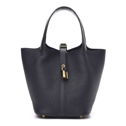 Hermes Taurillon Clemence Matte Alligator Picotin Lock Touch 18 PM Bleu Nuit 1 of 9