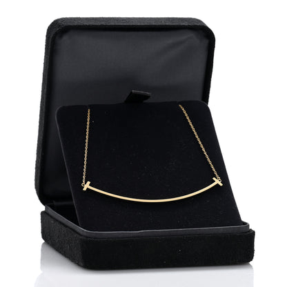 Tiffany 18K Yellow Gold Large T Smile Pendant Necklace 5 of 5