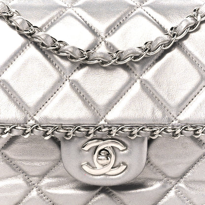 Chanel Metallic Lambskin Medium Chain All Over Flap Silver 9 of 12