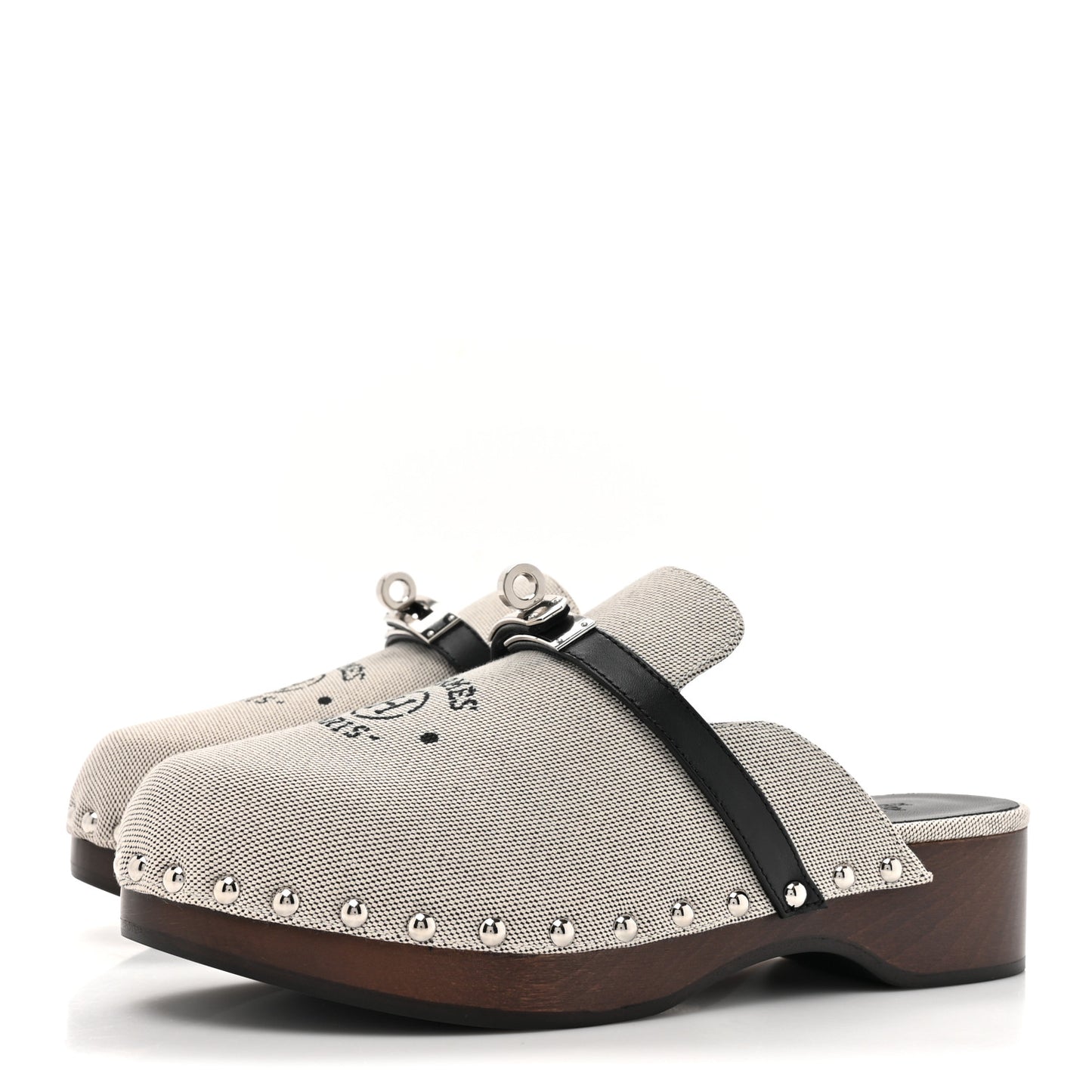 H Canvas Calfskin Carlotta Mules 36 Prunoir Black