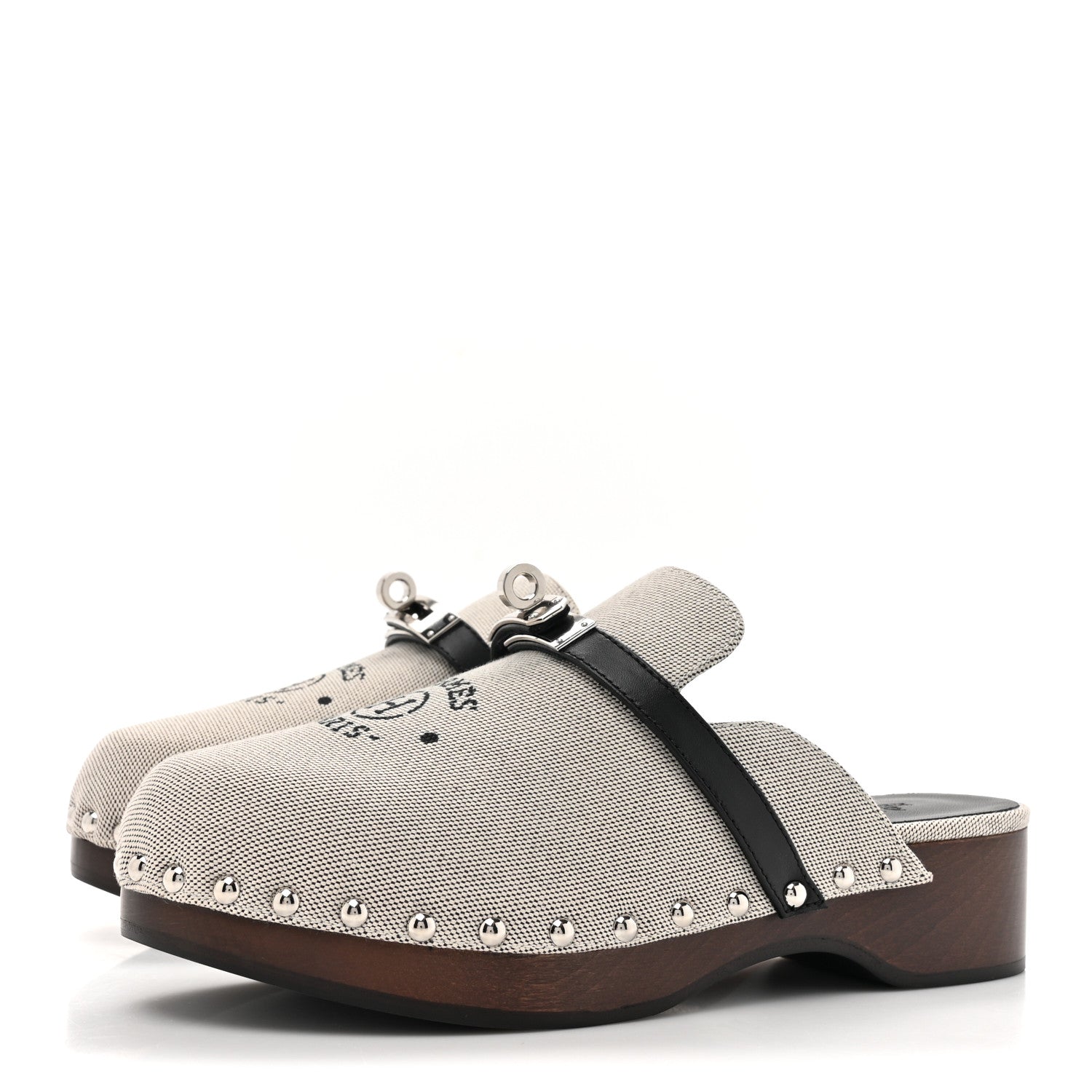 Hermes H Canvas Calfskin Carlotta Mules 36 Prunoir Black 3 of 10