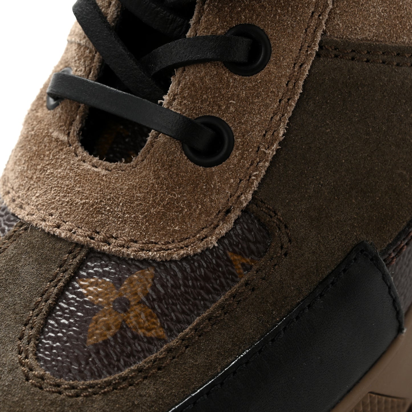 Suede Calfskin Monogram Laureate Platform Desert Boots 36 Taupe