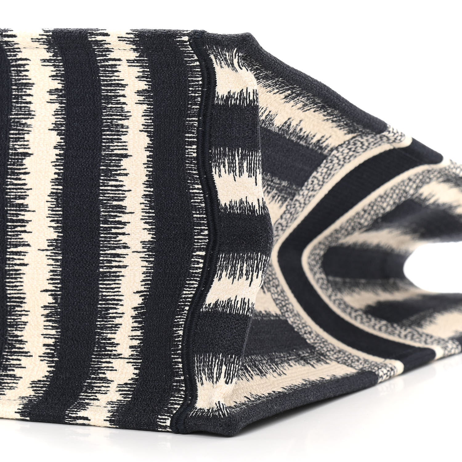 Christian Dior Canvas Embroidered Large Striped Book Tote Navy 10 of 10