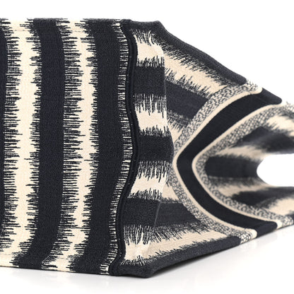 Christian Dior Canvas Embroidered Large Striped Book Tote Navy 10 of 10