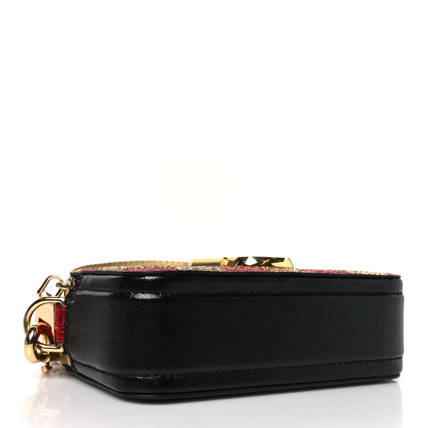 Saffiano Checkered Snapshot Camera Bag Gold Multicolor