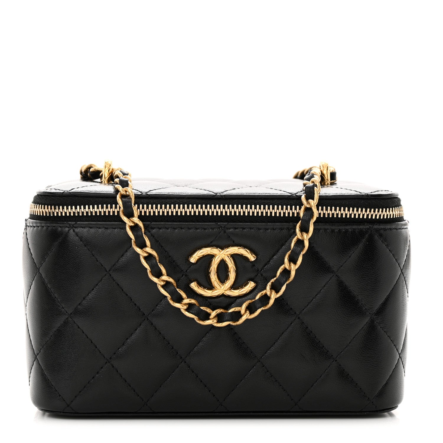 Chanel Lambskin Quilted Small CC Dynasty Vanity Case With Chain Black 1 of 13