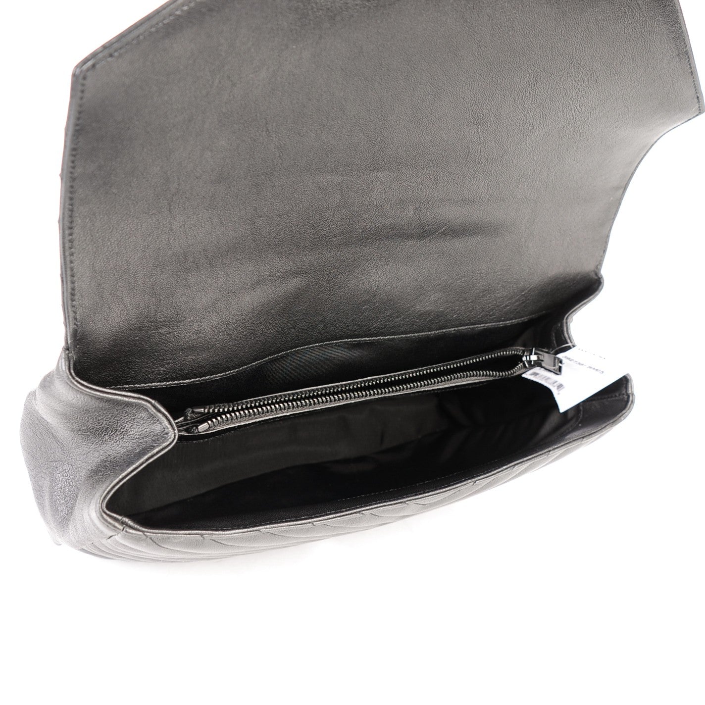 Saint Laurent Sheepskin Matelasse Chevron Monogram Monochrome Large College Satchel Black 5 of 7