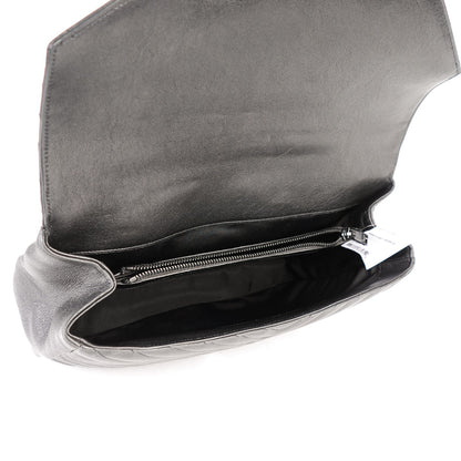 Saint Laurent Sheepskin Matelasse Chevron Monogram Monochrome Large College Satchel Black 5 of 7