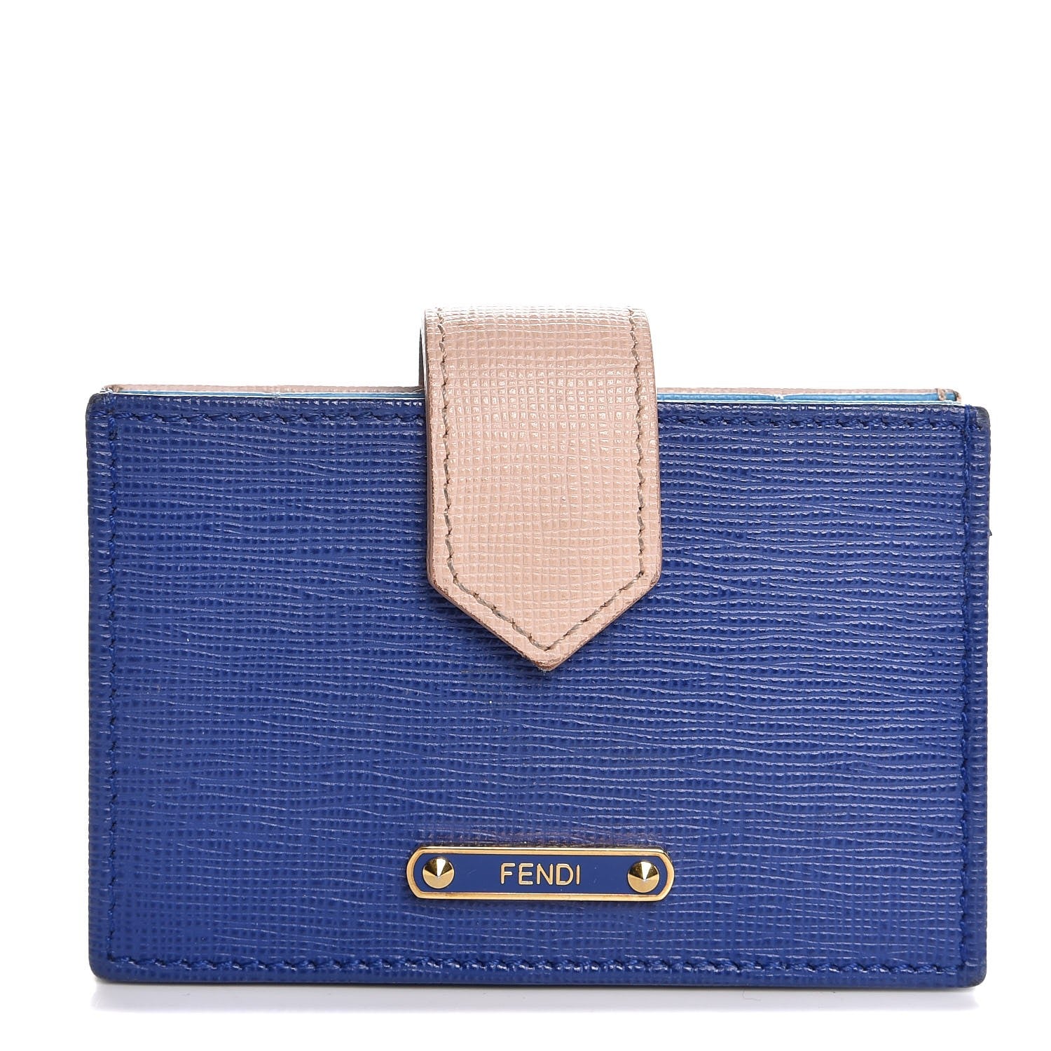 Fendi Vitello Elite Gusseted Card Holder Blue Neon Multicolor 1 of 11