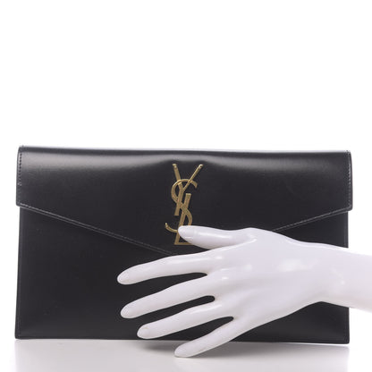 Saint Laurent Smooth Shiny Calfskin Monogram Uptown Pouch Black 2 of 7
