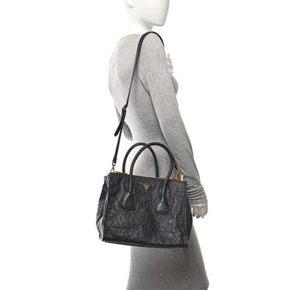 Prada Ostrich Small Double Zip Tote Black 2 of 9