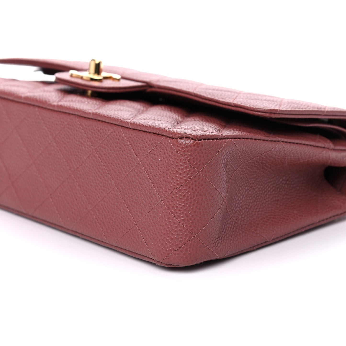 Caviar Quilted Medium Double Flap Red