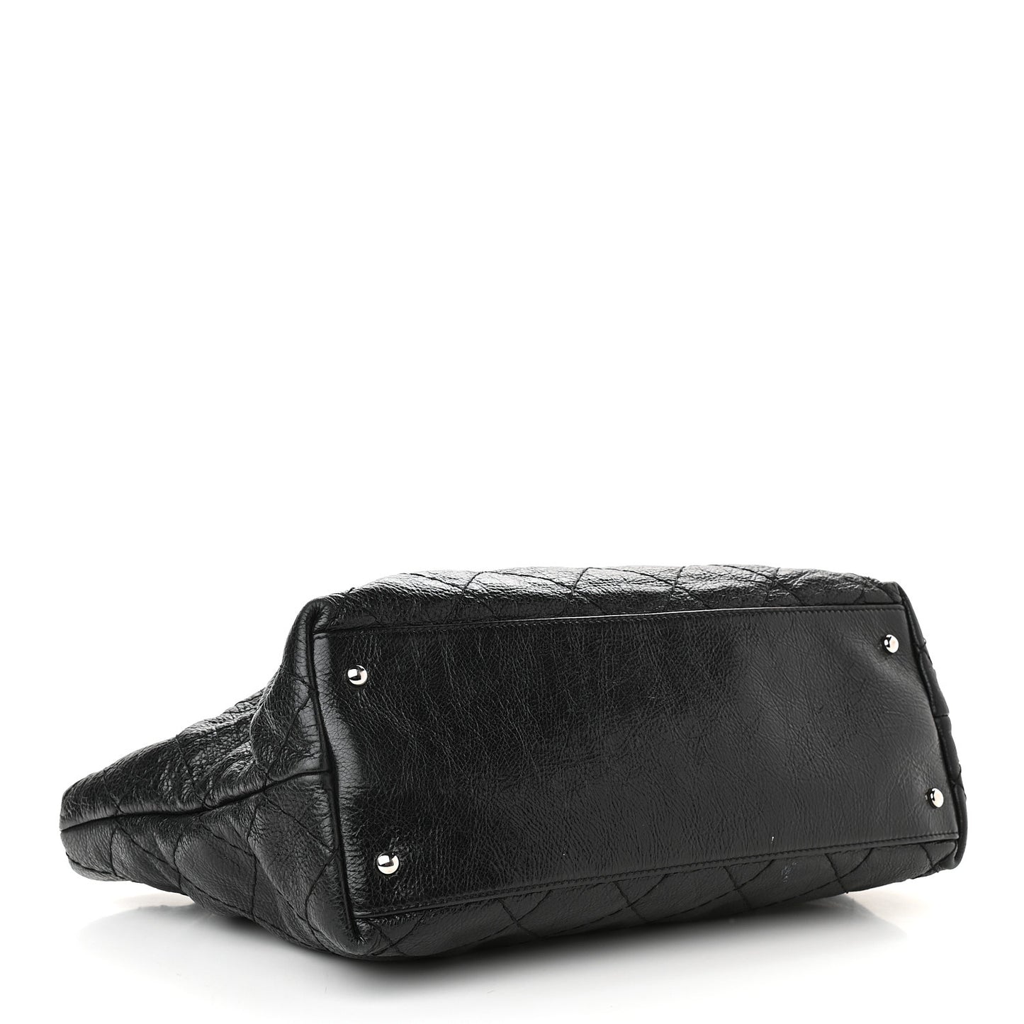 Glazed Calfskin Large On The Road Tote Black