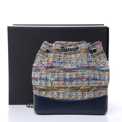 Chanel Tweed Calfskin Quilted Gabrielle Backpack Blue Gold Red White 11 of 11