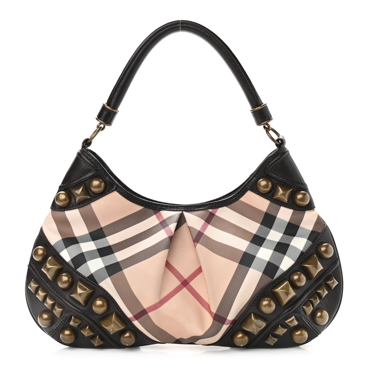 Burberry Nova Check Mega Stud Medium Alverton Hobo Chocolate 1 of 18