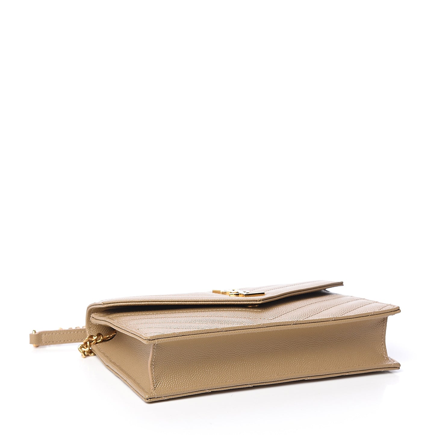 Grain De Poudre Matelasse Chevron Monogram Envelope Chain Wallet Taupe