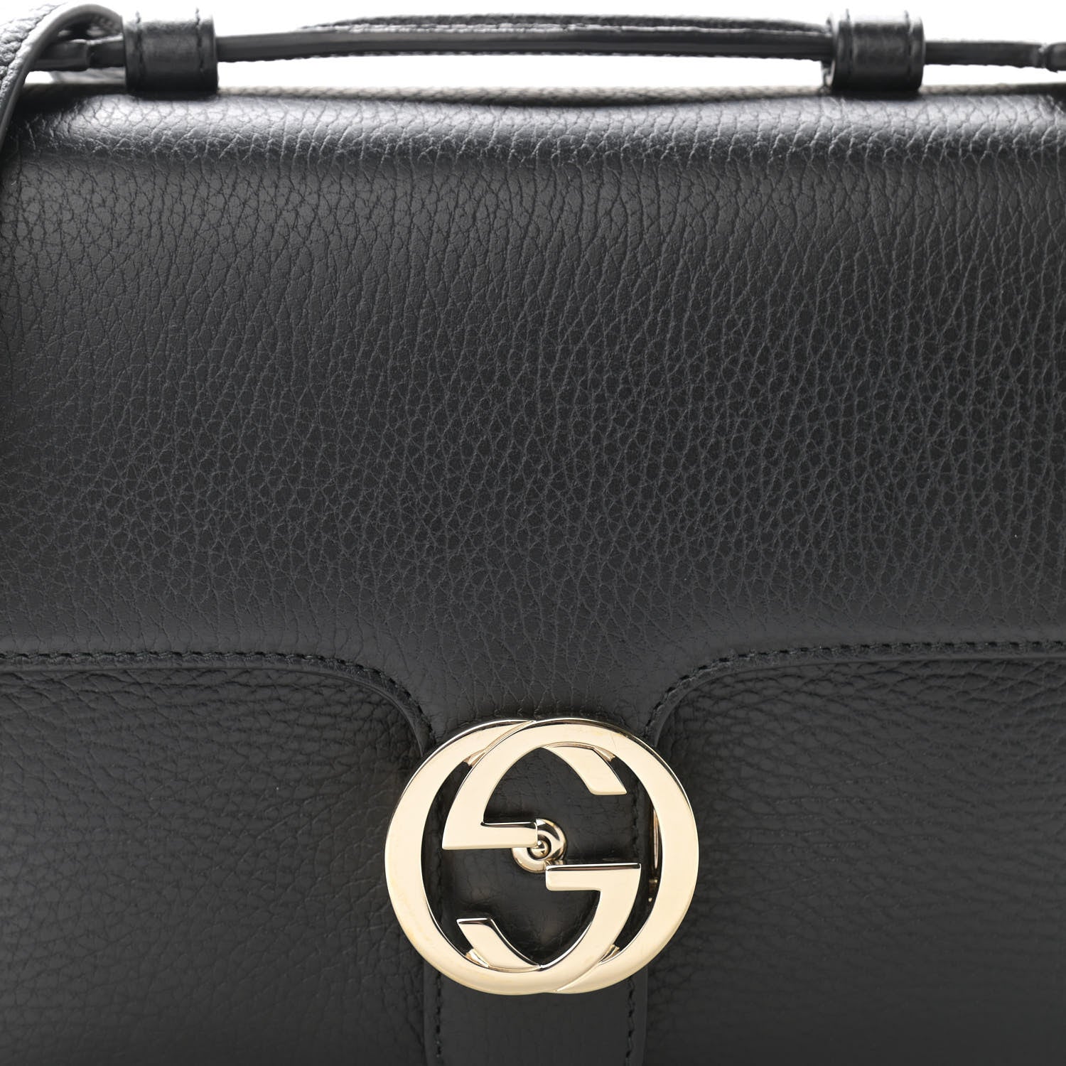 Gucci Dollar Calfskin Interlocking G Top Handle Shoulder Bag Black 8 of 10