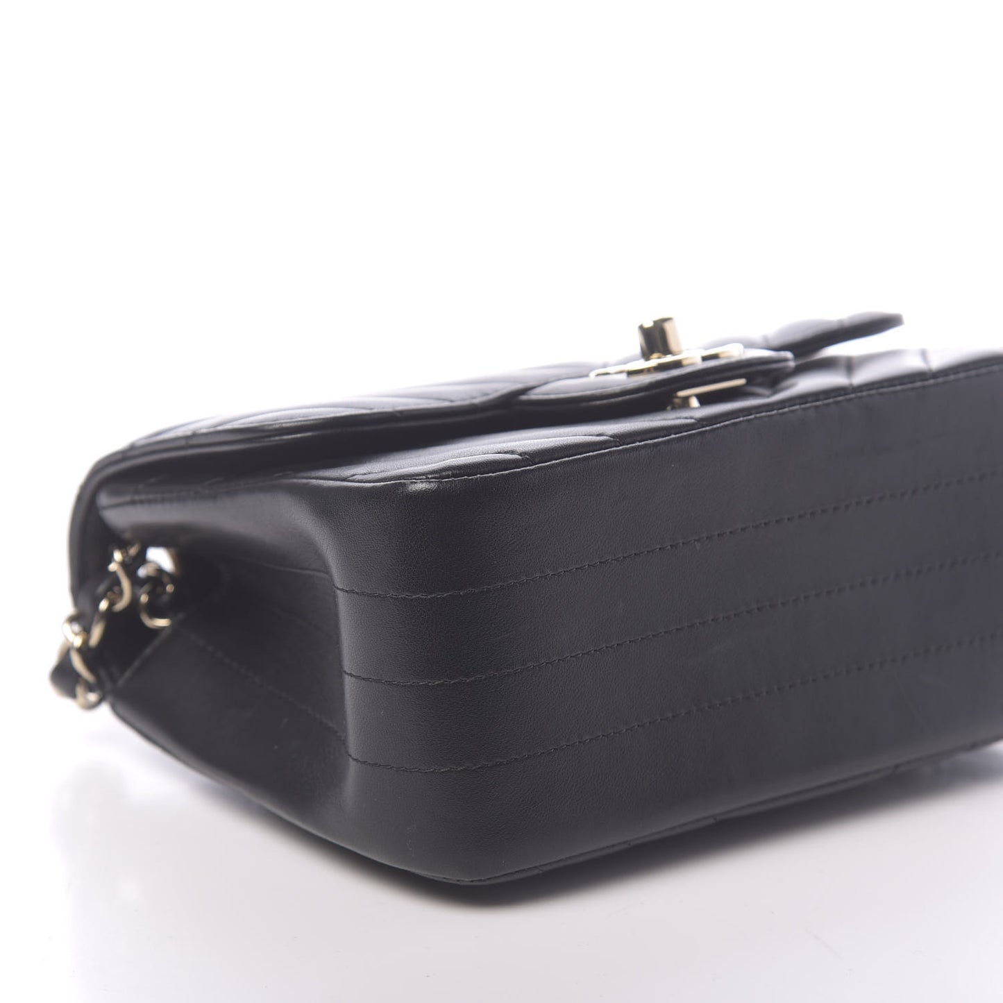 Lambskin Chevron Quilted Mini Square Flap Black