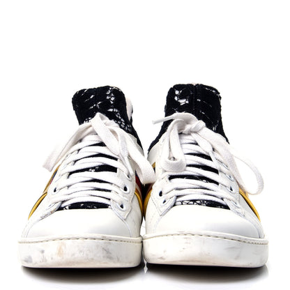 Gucci Calfskin Lace Ayers Sylvie Web Womens New Ace High Top Sneakers 35 White 2 of 10