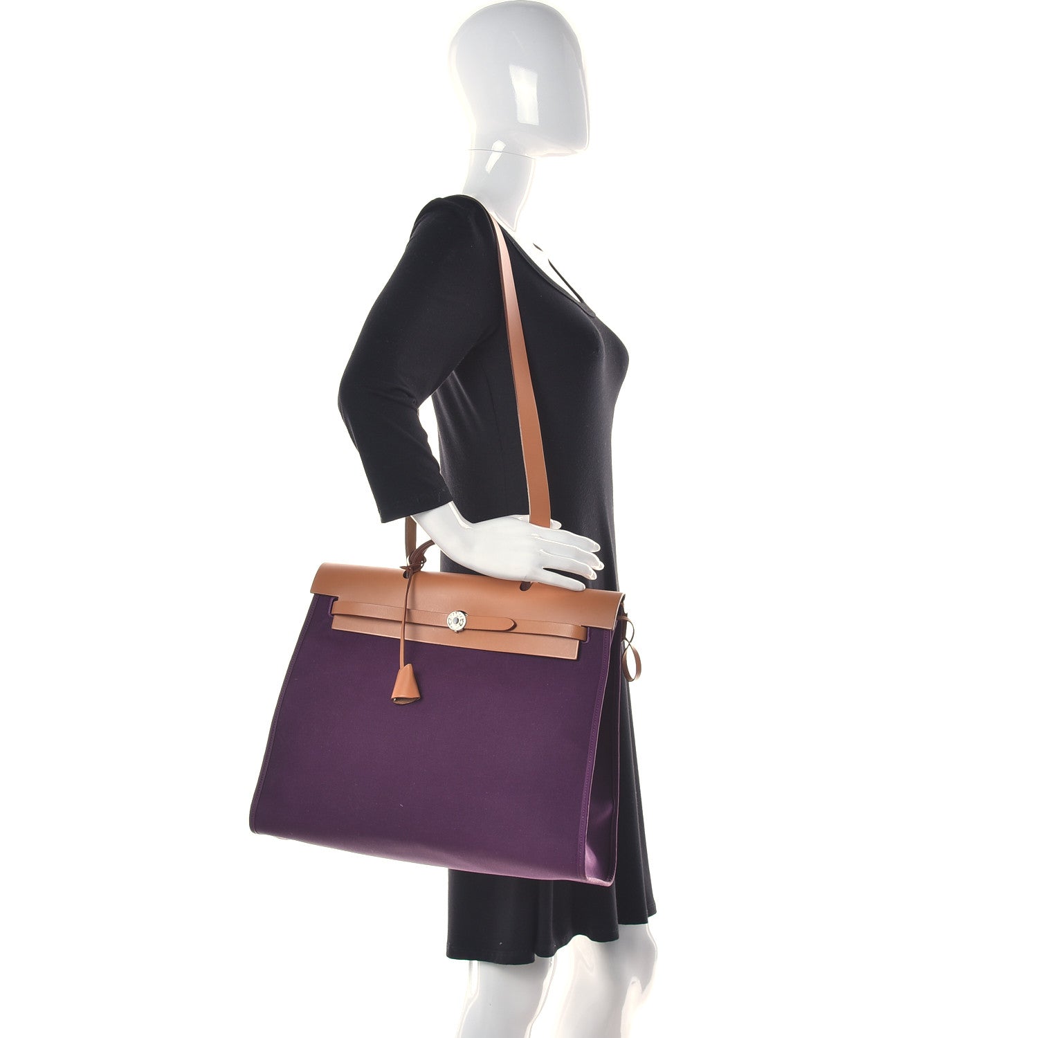 Hermes Toile Vache Hunter Herbag Zip 39 MM Cassis Fauve 2 of 11