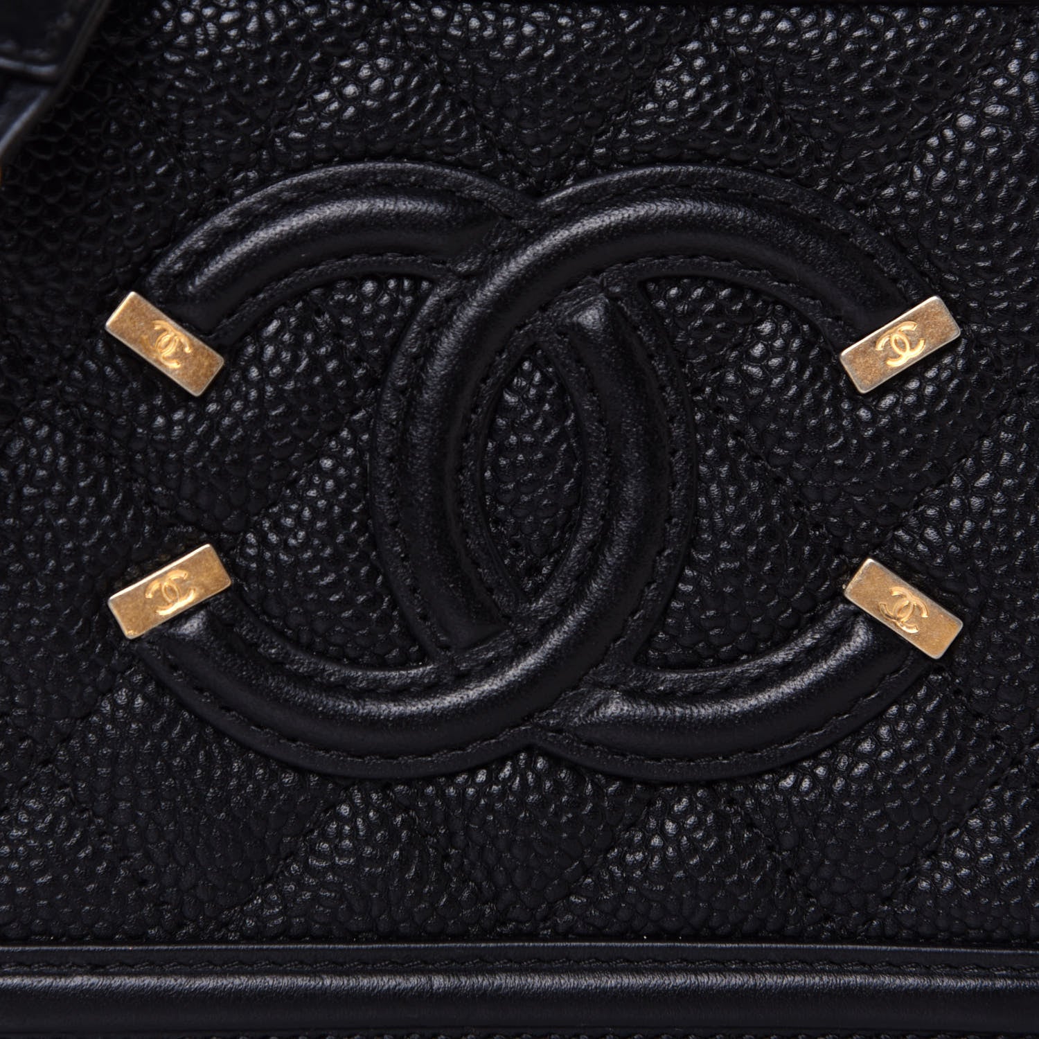 Chanel Caviar Quilted CC Filigree Vanity Clutch With Chain Black 7 of 13