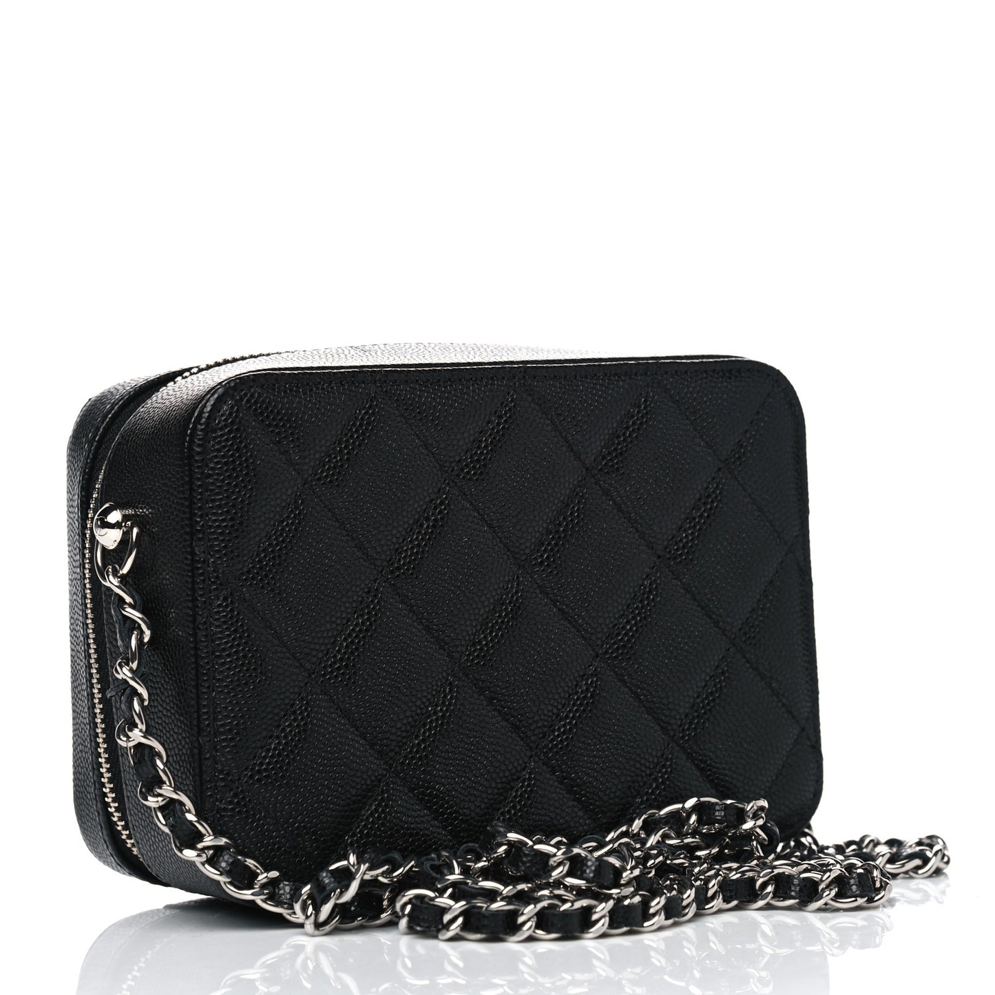Caviar Quilted CC Vanity Case With Chain Black