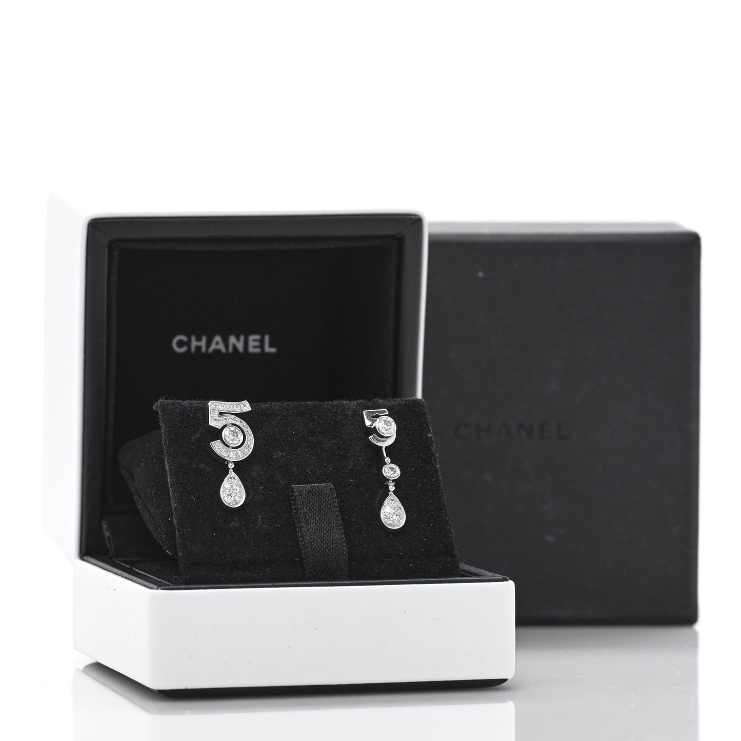 18K White Gold Diamond No 5 Transformable Earrings
