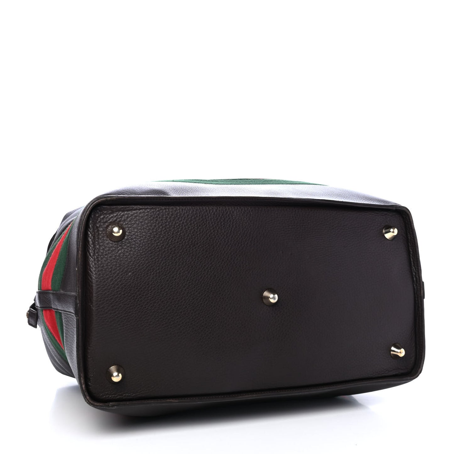 Grained Calfskin Web Duffle Bag Brown