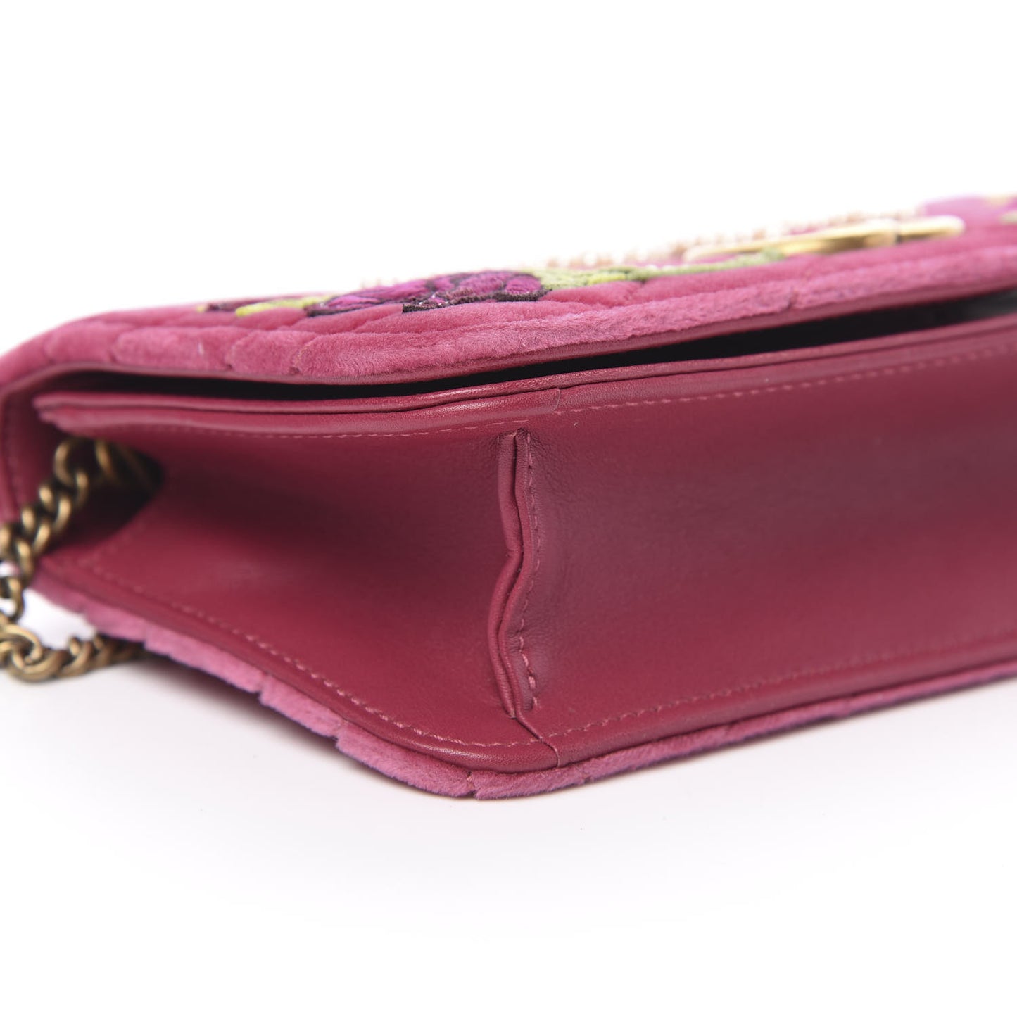Velvet Matelasse Love Embroidered GG Marmont Mini Bag Light Raspberry Rose