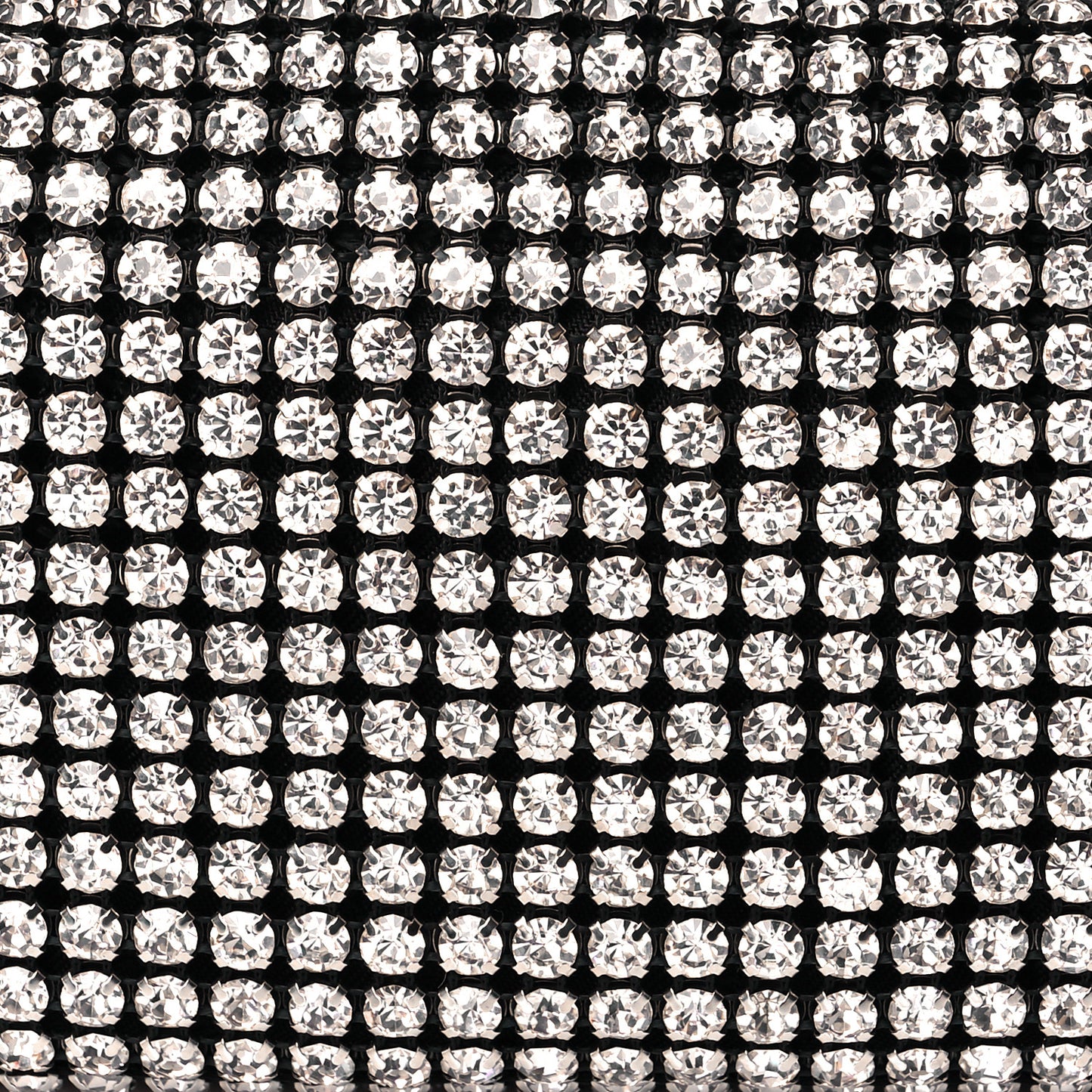 Mesh Crystal Rhinestone Mini Heiress Pouch Black Silver