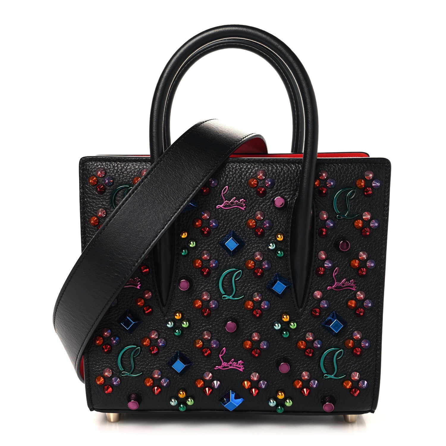 Christian Louboutin Calfskin Spikes Loubinthesky Mini Paloma Black Multicolor 1 of 9