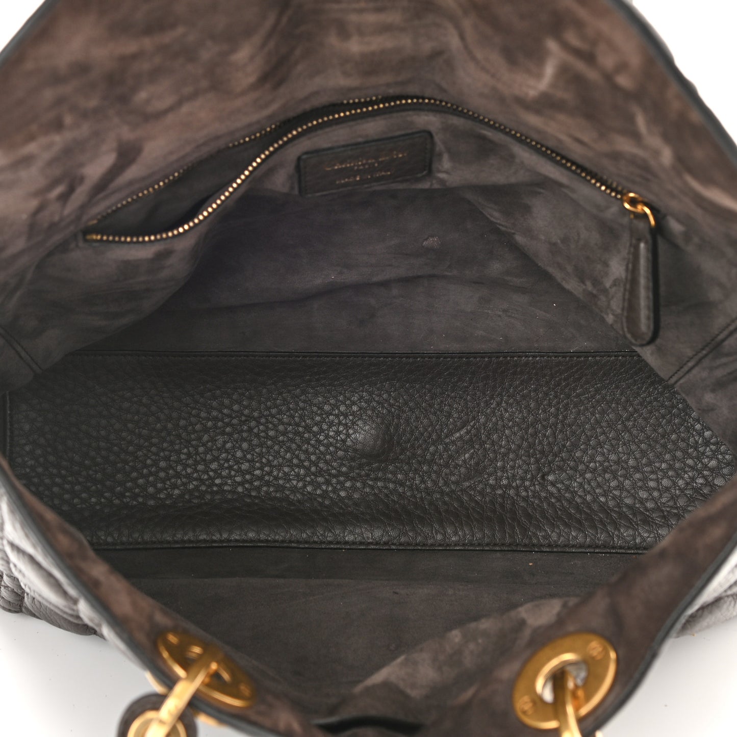 Grained Calfskin Cannage Large Lady Dior Brown