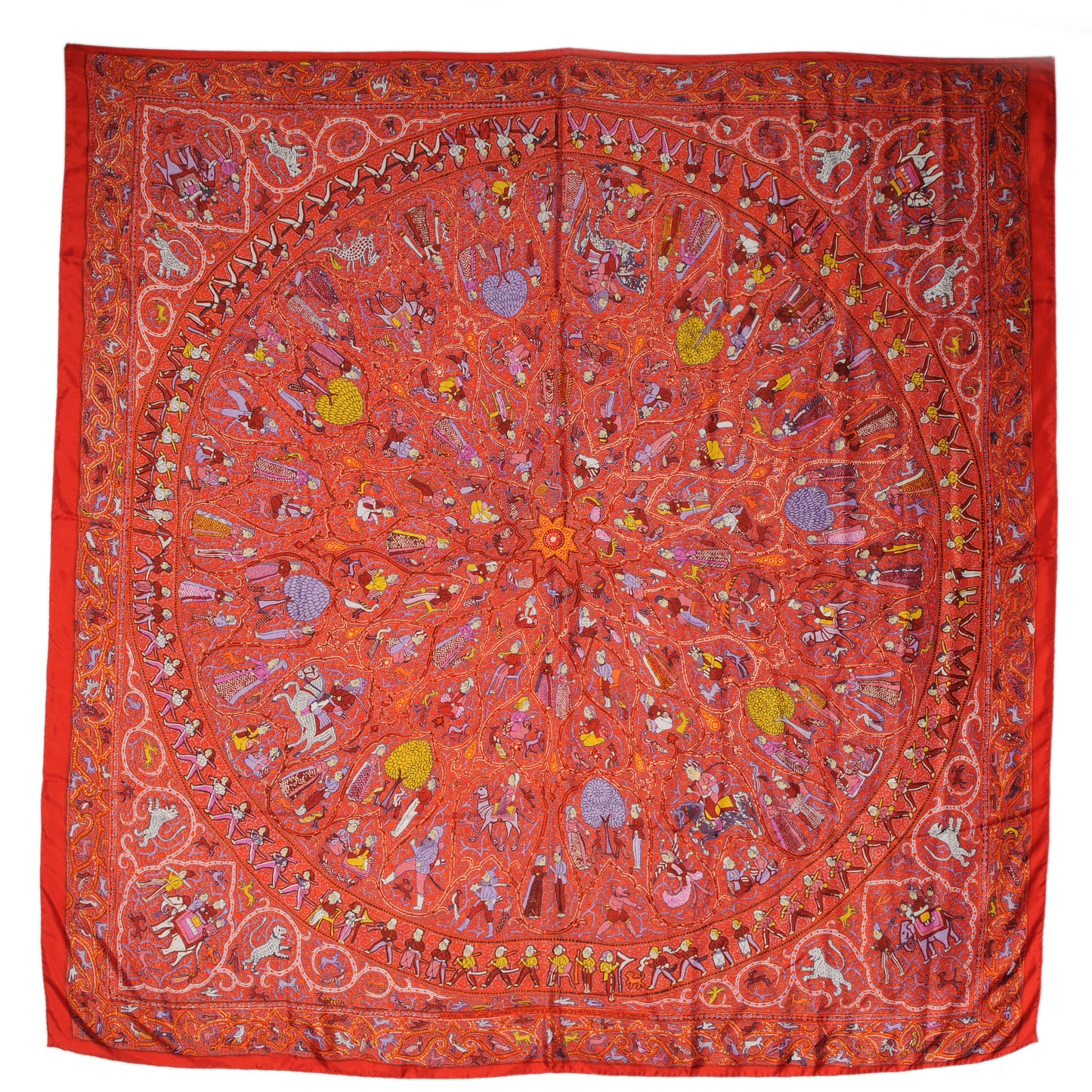 Silk Lalbhai Scarf 140 Rose Indien Orange Jaune