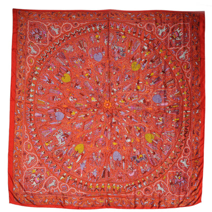 Hermes Silk Lalbhai Scarf 140 Rose Indien Orange Jaune 2 of 5