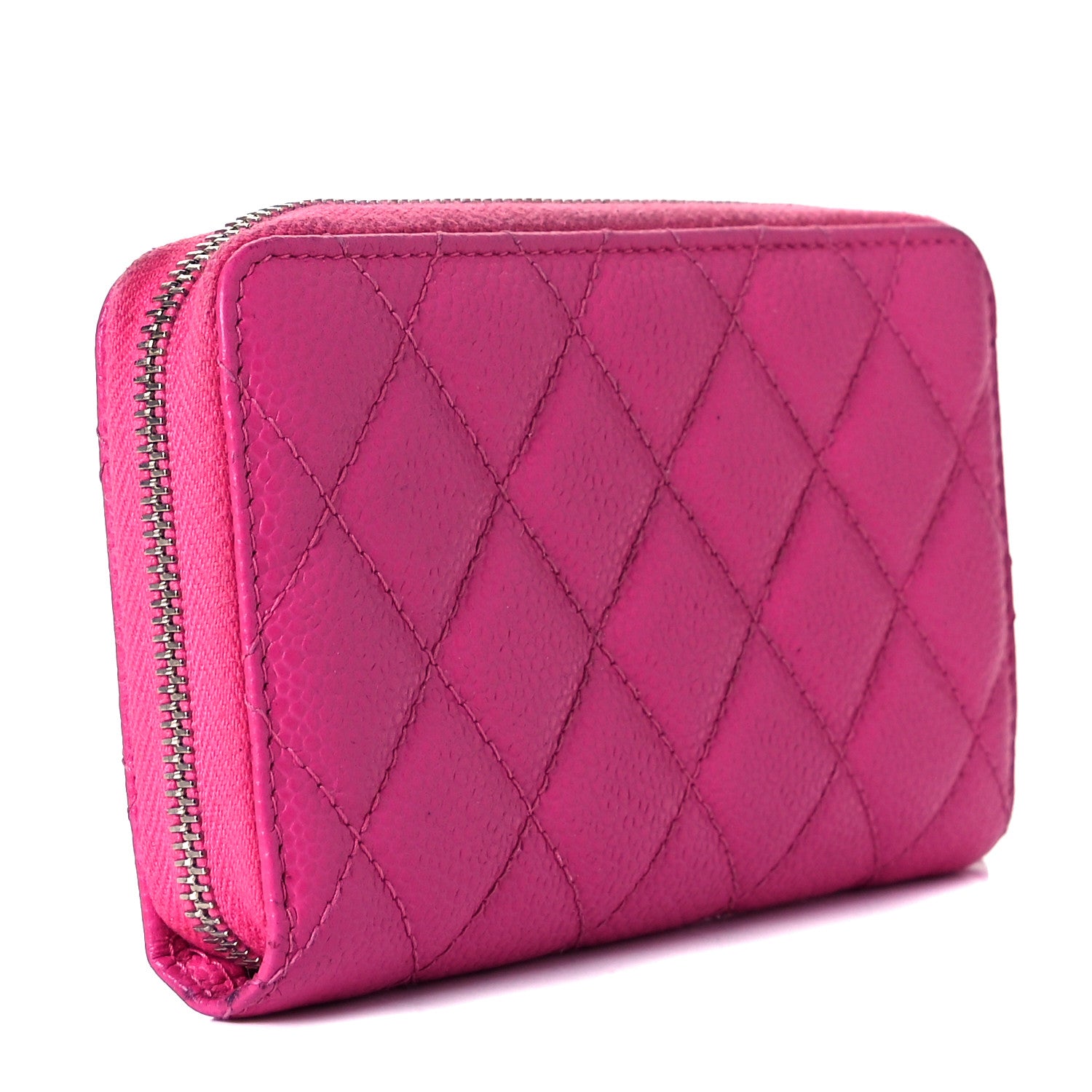 Chanel Caviar Quilted Small Zip Around Wallet Pink 3 of 9