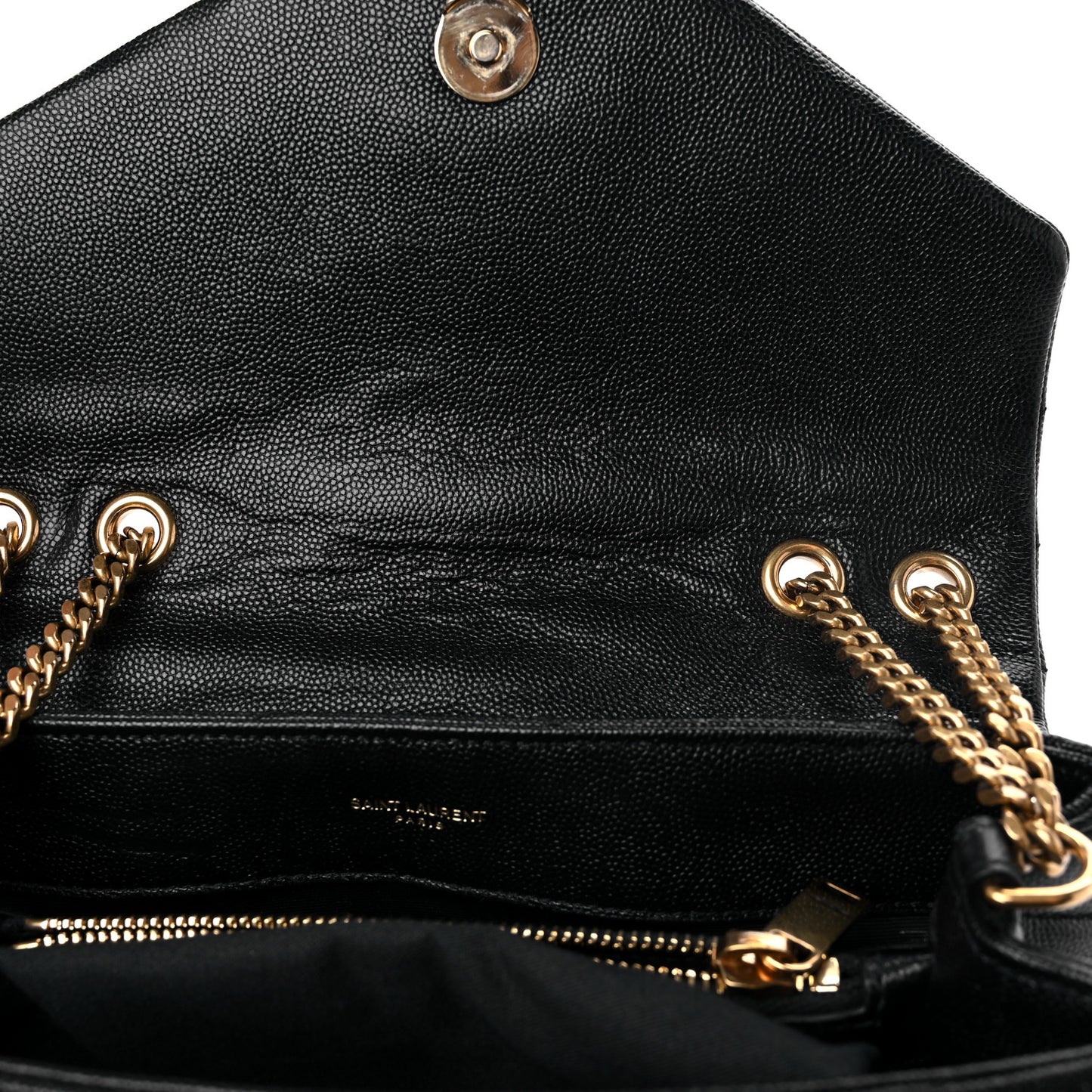 Grain de Poudre Calfskin Y Quilted Monogram Small Loulou Chain Satchel Black