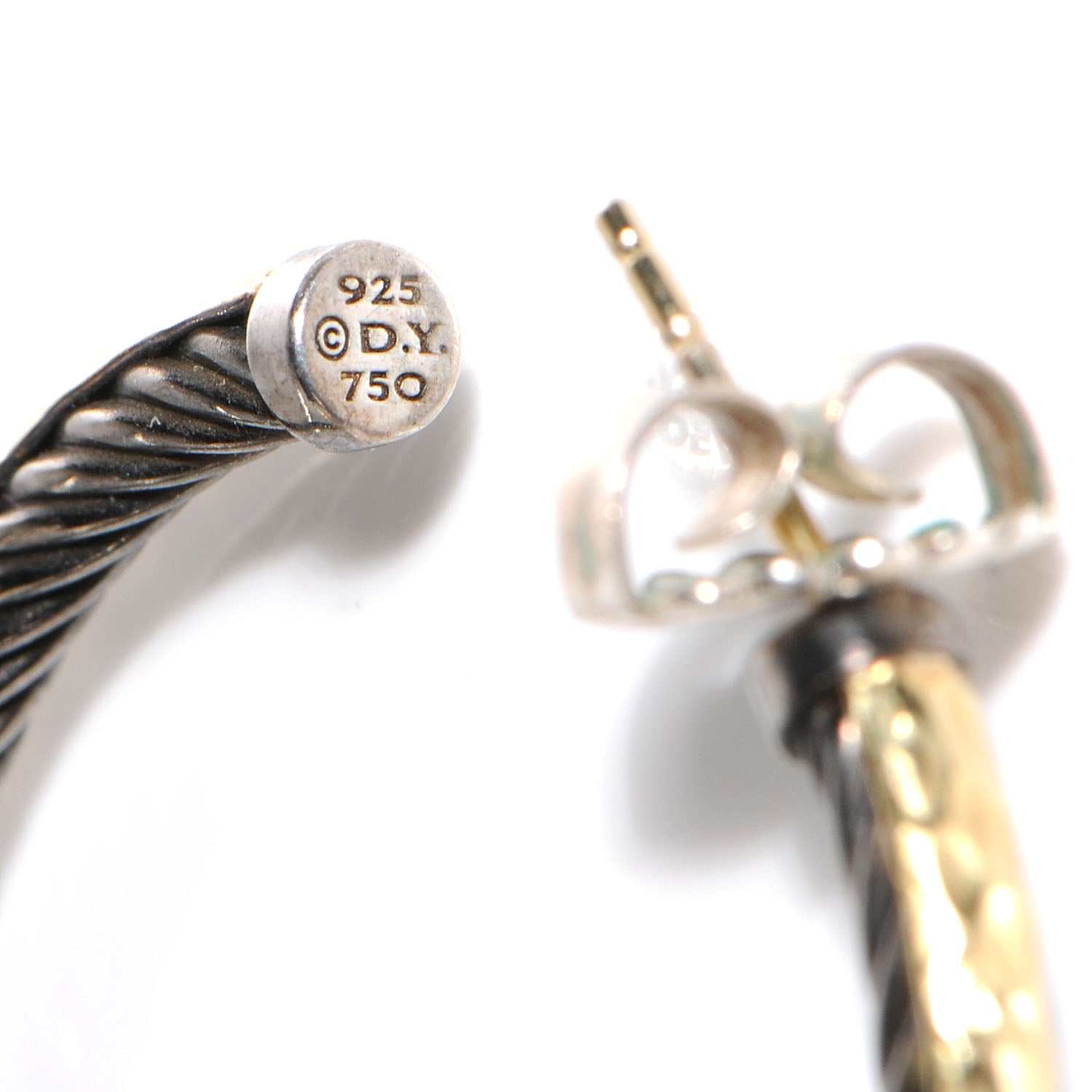 David Yurman 18k Gold and Sterling Silver Hoop Earrings 3 of 5