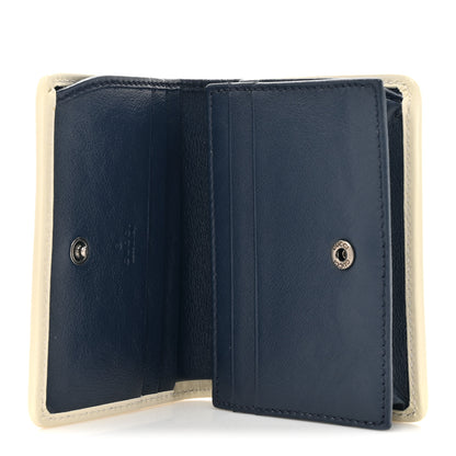 Gucci Vintage Effect Calfskin Matelasse Diagonal Torchon GG Marmont Card Case Wallet Blue Agata Mystic White 5 of 9