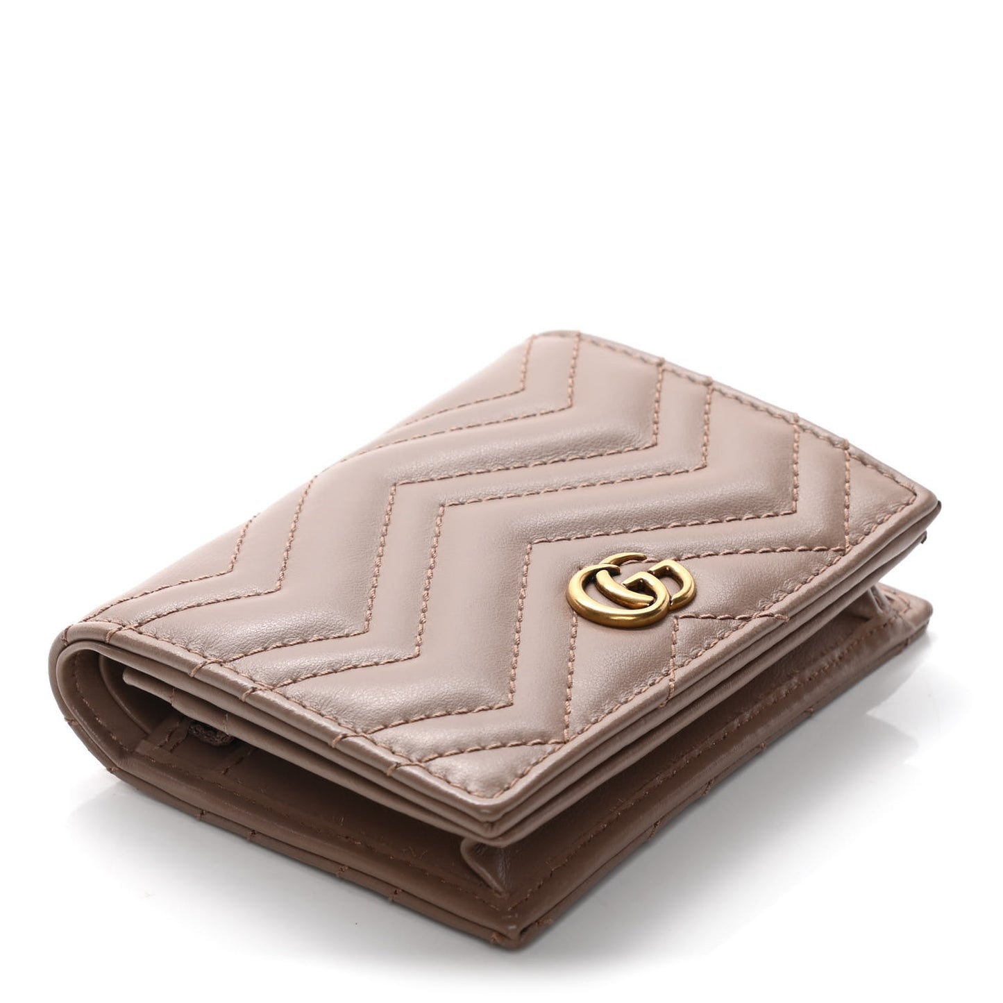 Calfskin Matelasse GG Marmont Card Case Wallet Porcelain Rose