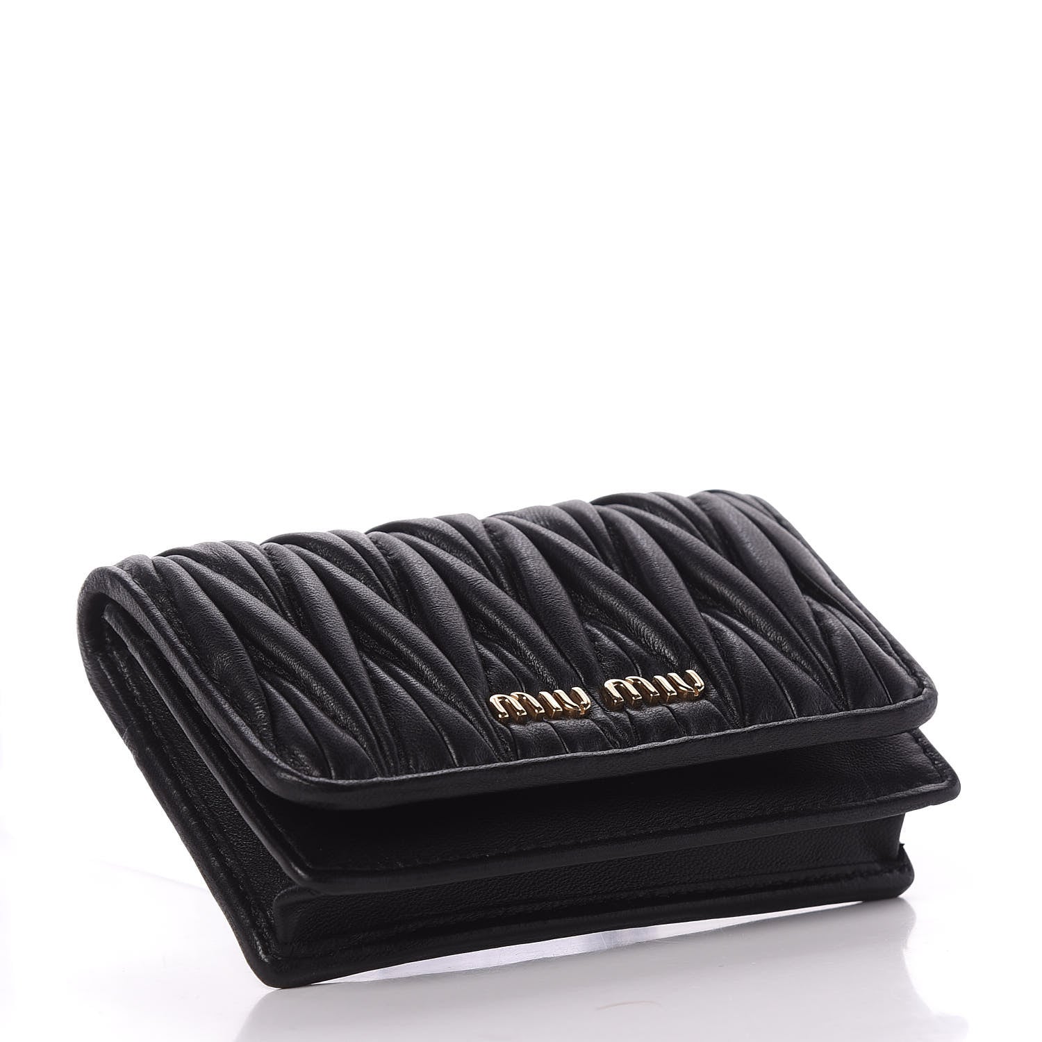 Miu Miu Nappa Matelasse Flap Wallet Black 4 of 7