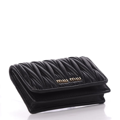 Miu Miu Nappa Matelasse Flap Wallet Black 4 of 7