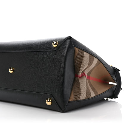 Burberry Derby Calfskin House Check Medium Banner Tote Black 8 of 10