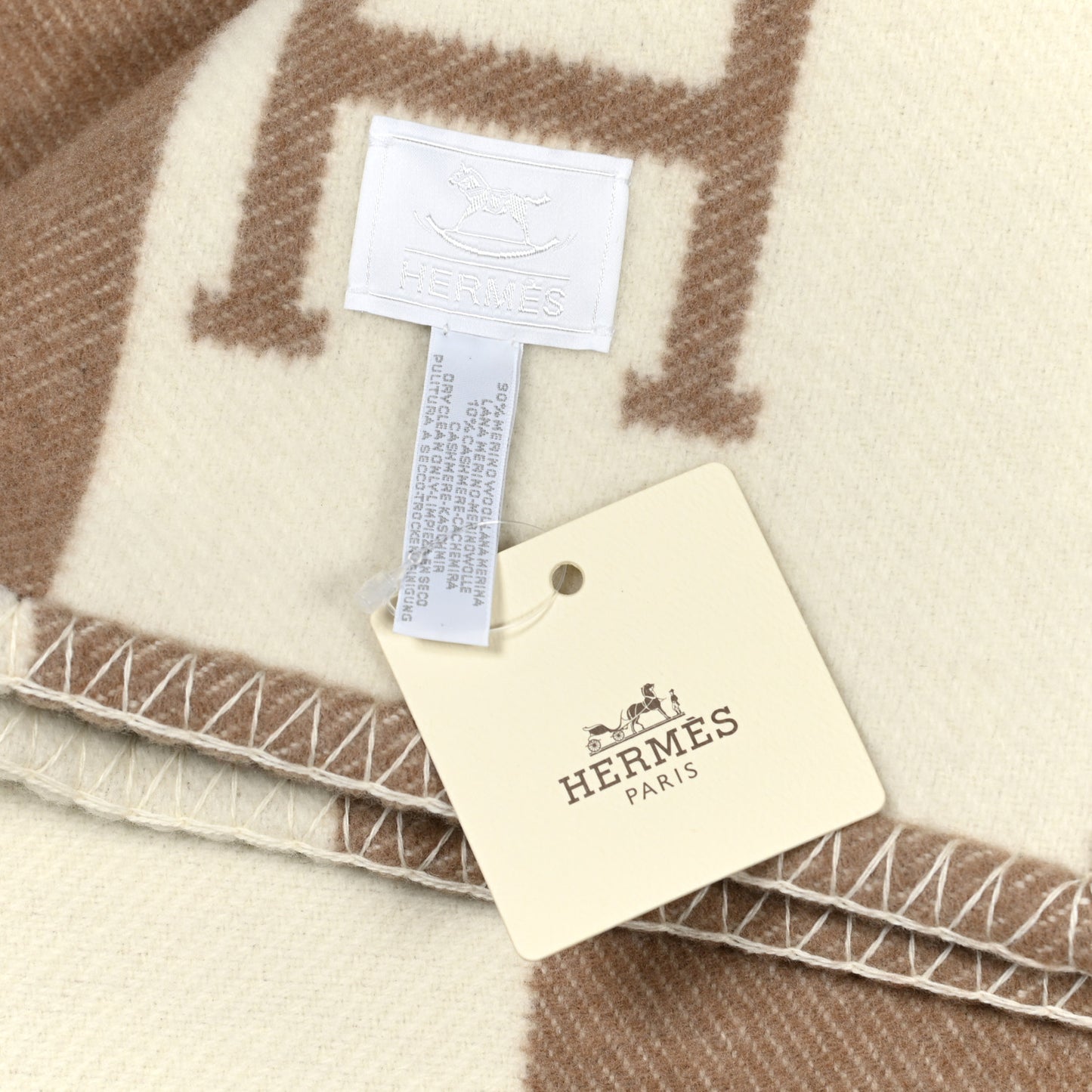 Wool Cashmere Avalon Baby Blanket Noisette Moyen White