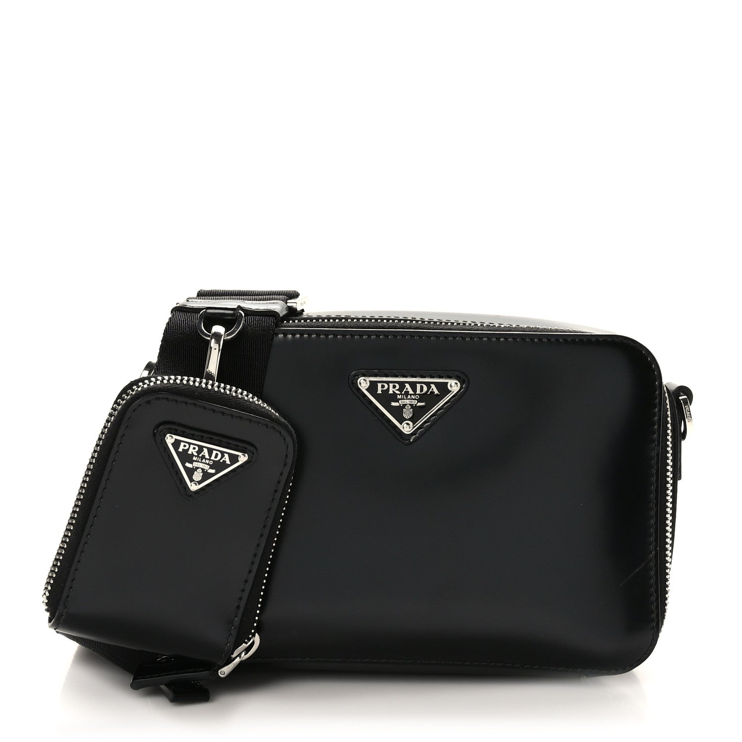 Prada Saffiano Travel Small Brique Crossbody Bag Black 1 of 8